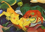 Franz Marc Famous Paintings - Cows Yellow Red Green